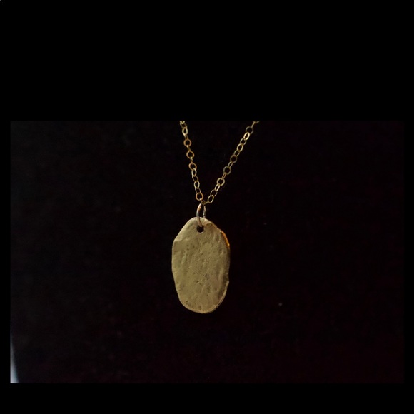 14K (STAMPED) Gold Filled Hammered Charm Necklace - Picture 2 of 8